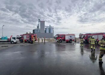 Масштабный пожар в Польше: на зерносушилке взорвались газовые резервуары